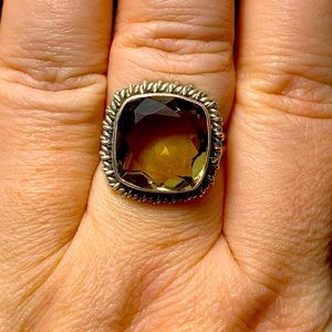 Solid sterling smokey quartz ring